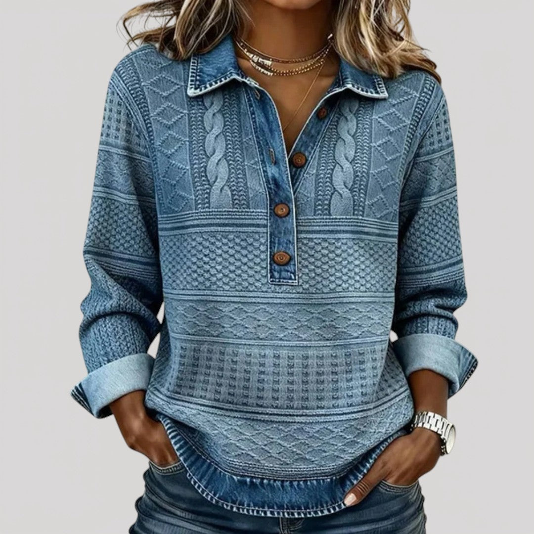 CAMILA | Blusa tejida con cuello botones