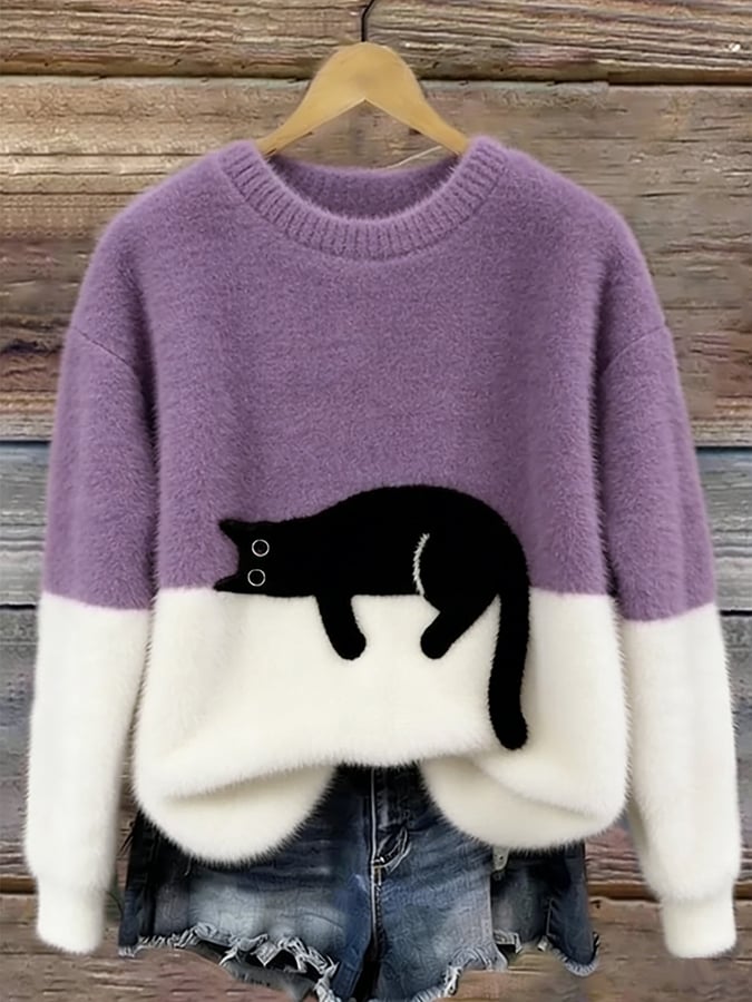 ESTELA | Suéter informal con estampado de gato