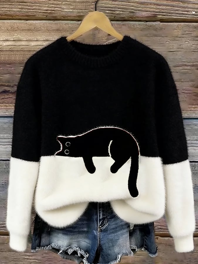 ESTELA | Suéter informal con estampado de gato