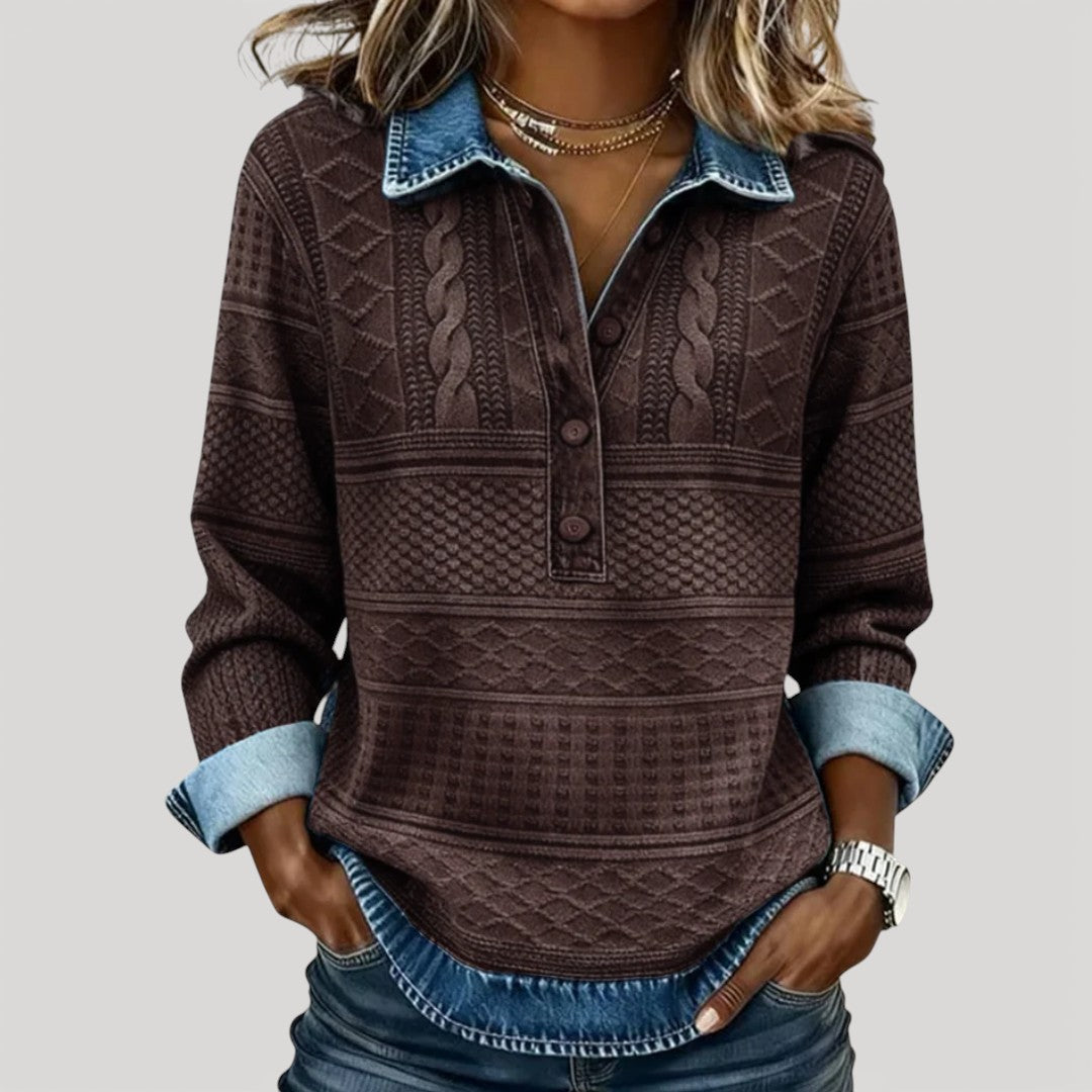 CAMILA | Blusa tejida con cuello botones