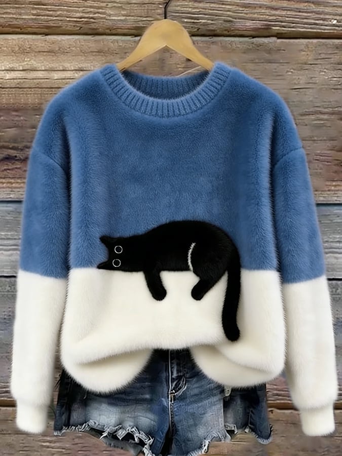 ESTELA | Suéter informal con estampado de gato
