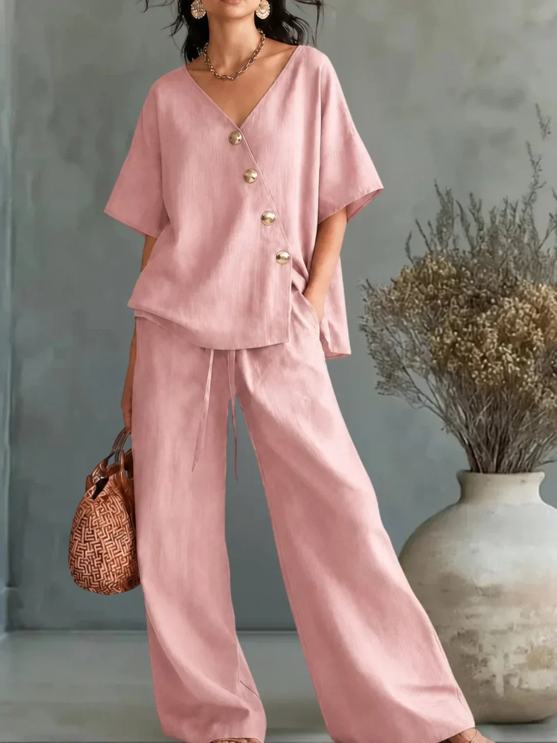 GISLAINE | Conjunto blusa y pantalón ancho