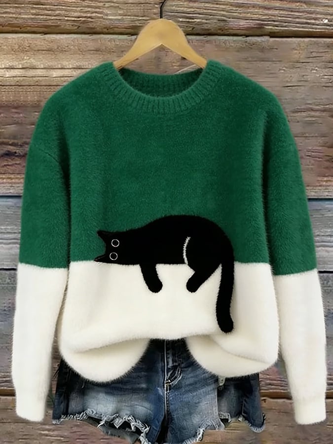 ESTELA | Suéter informal con estampado de gato
