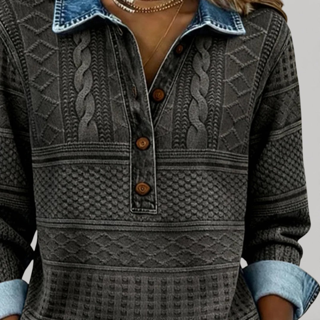 CAMILA | Blusa tejida con cuello botones
