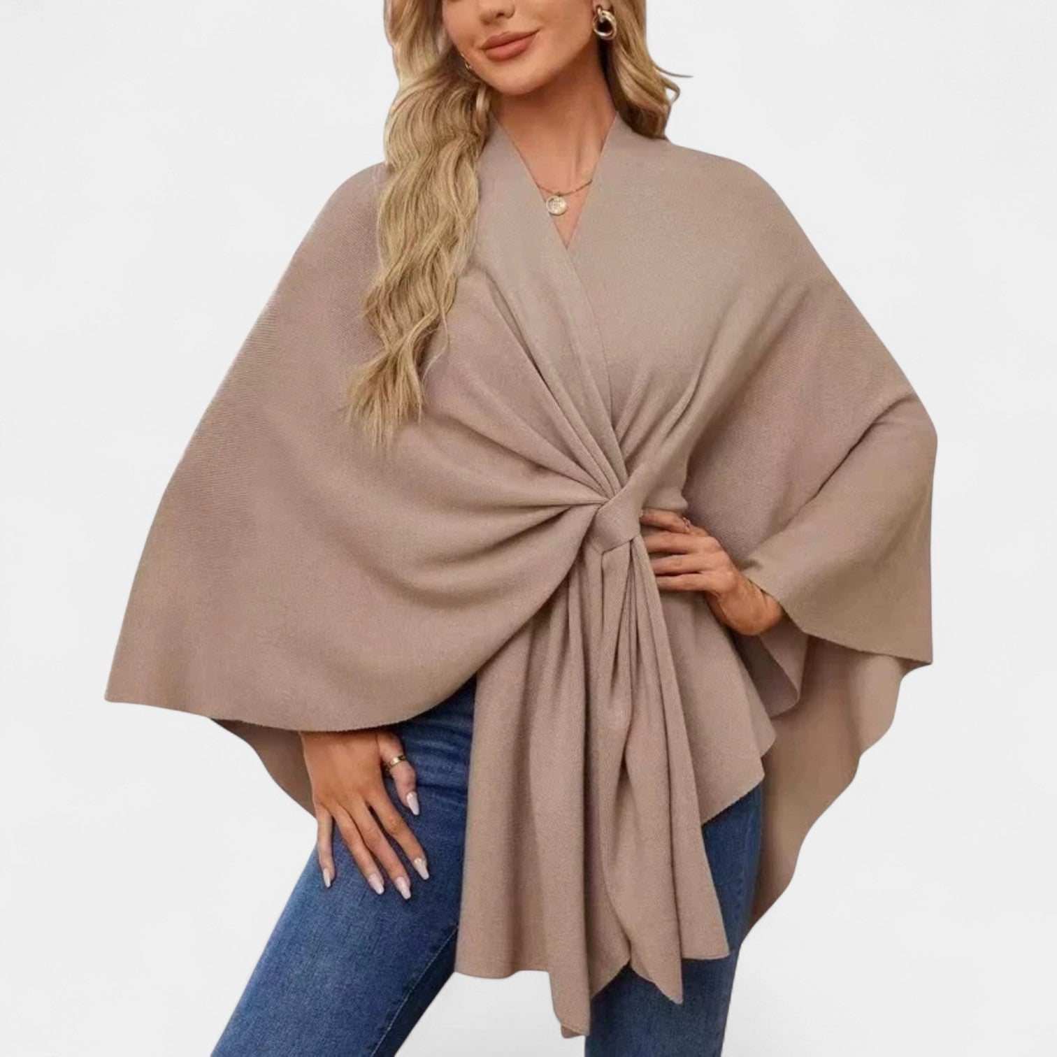 JULIANA | Poncho con lazo drapeado