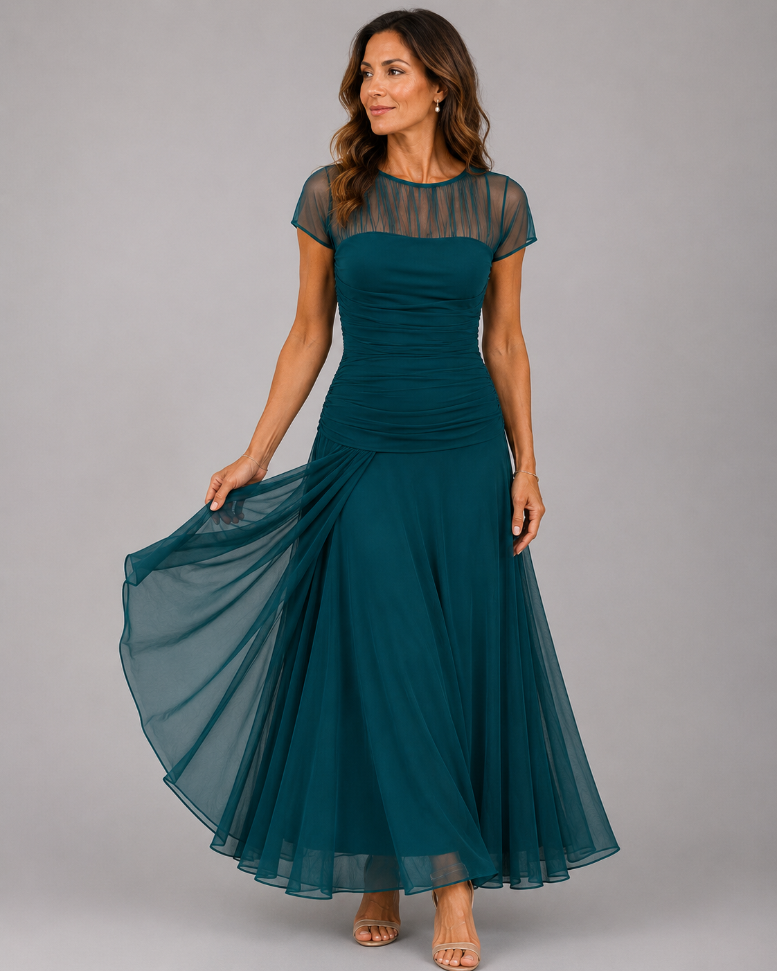 LORENZA | Vestido de gasa con manga