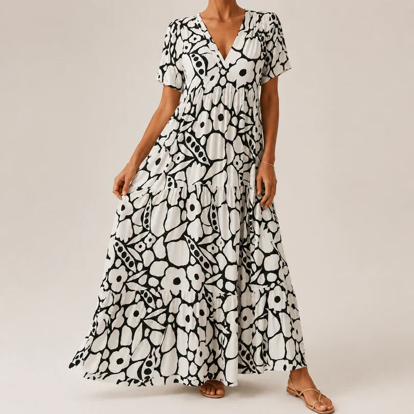 AMAYA | Vestido maxi floral escalonado