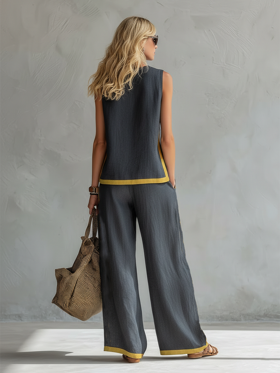 NATALIA | Conjunto de chaleco y pantalón amplio
