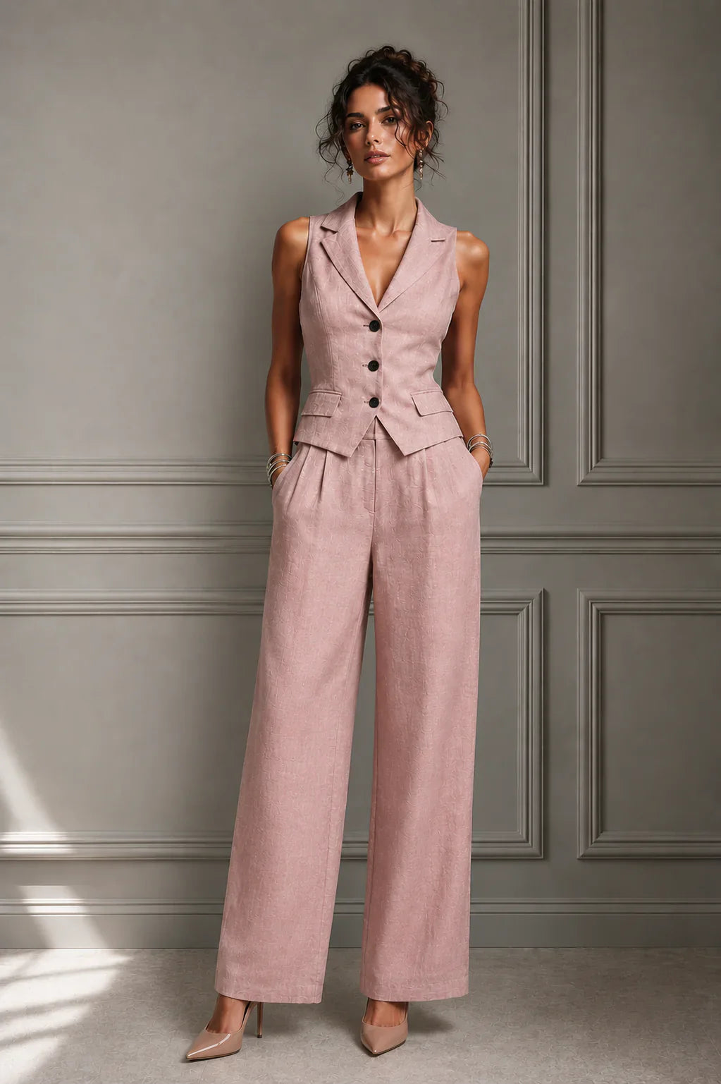 JELENA | Conjunto chaleco y pantalón ancho