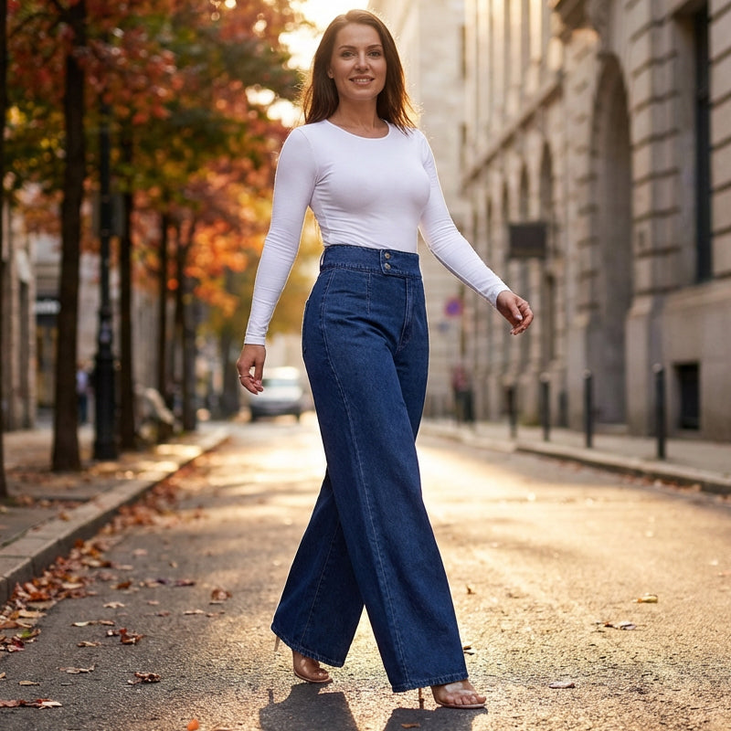 LUCIANA | Pantalón de tiro alto con pierna ancha