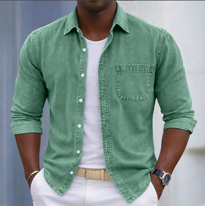 KAICK | Camisa de manga larga con bolsillo en el pecho