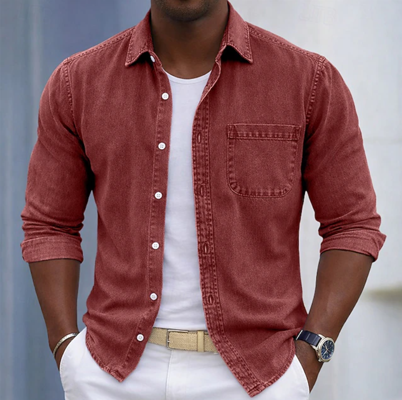 KAICK | Camisa de manga larga con bolsillo en el pecho