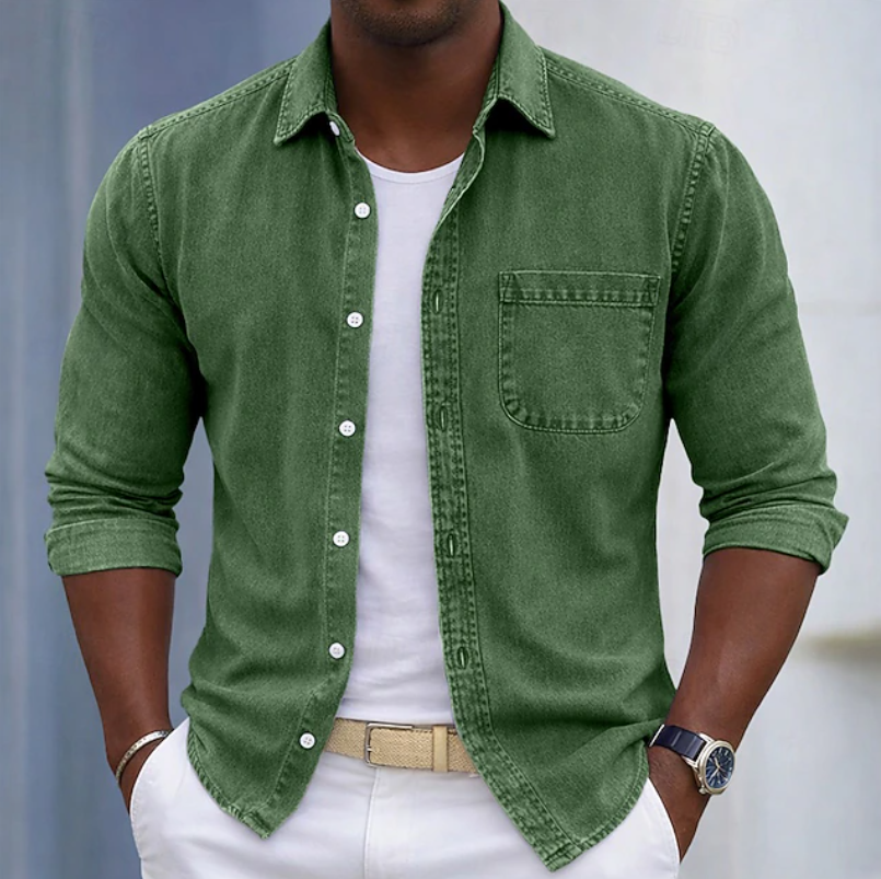 KAICK | Camisa de manga larga con bolsillo en el pecho