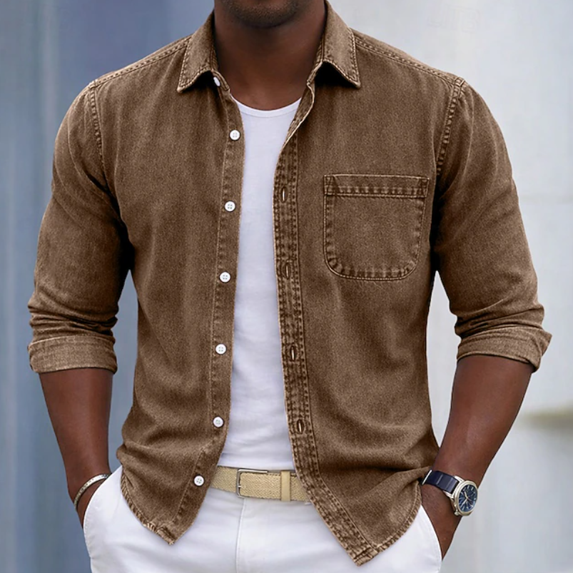 KAICK | Camisa de manga larga con bolsillo en el pecho