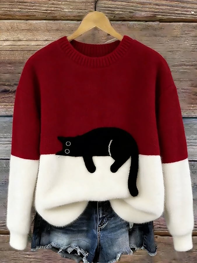 ESTELA | Suéter informal con estampado de gato