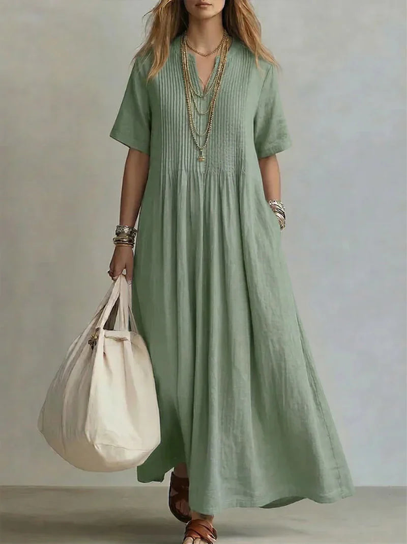 DEVA | Vestido largo plisado