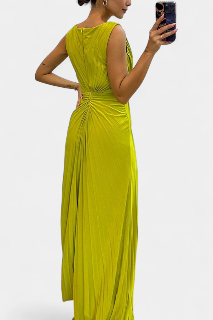 MANUELA | Vestido maxi plisado