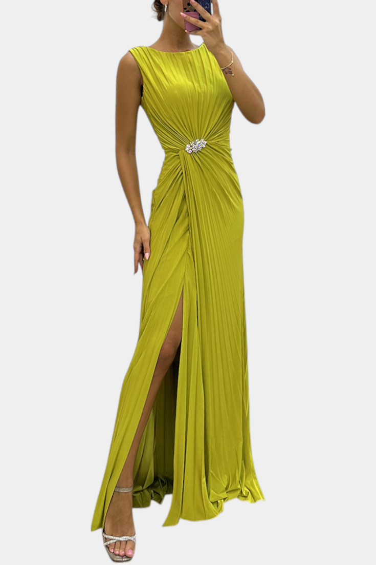 MANUELA | Vestido maxi plisado
