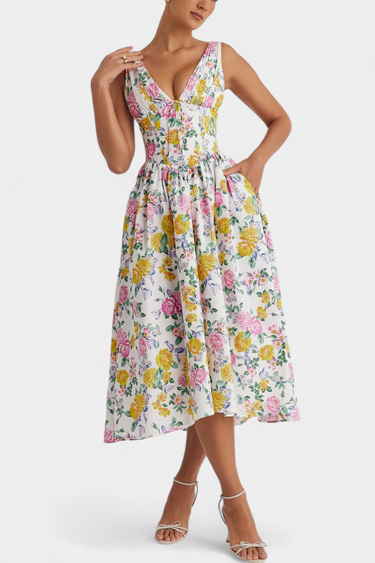 LUCIANA | Vestido midi floral