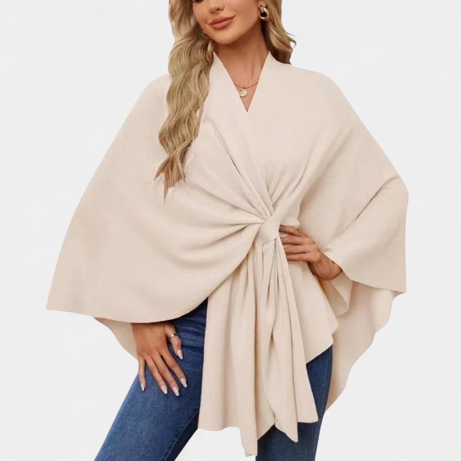 JULIANA | Poncho con lazo drapeado