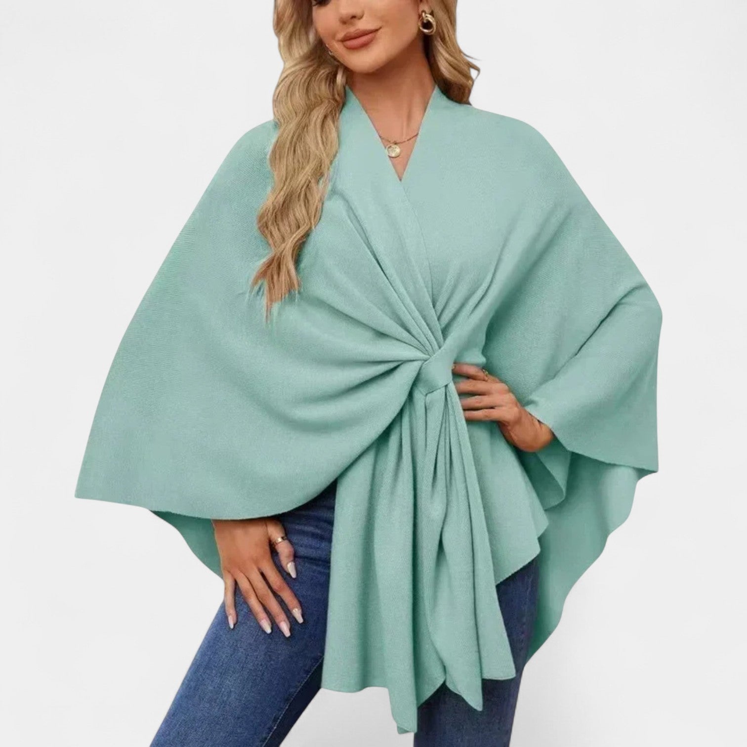 JULIANA | Poncho con lazo drapeado