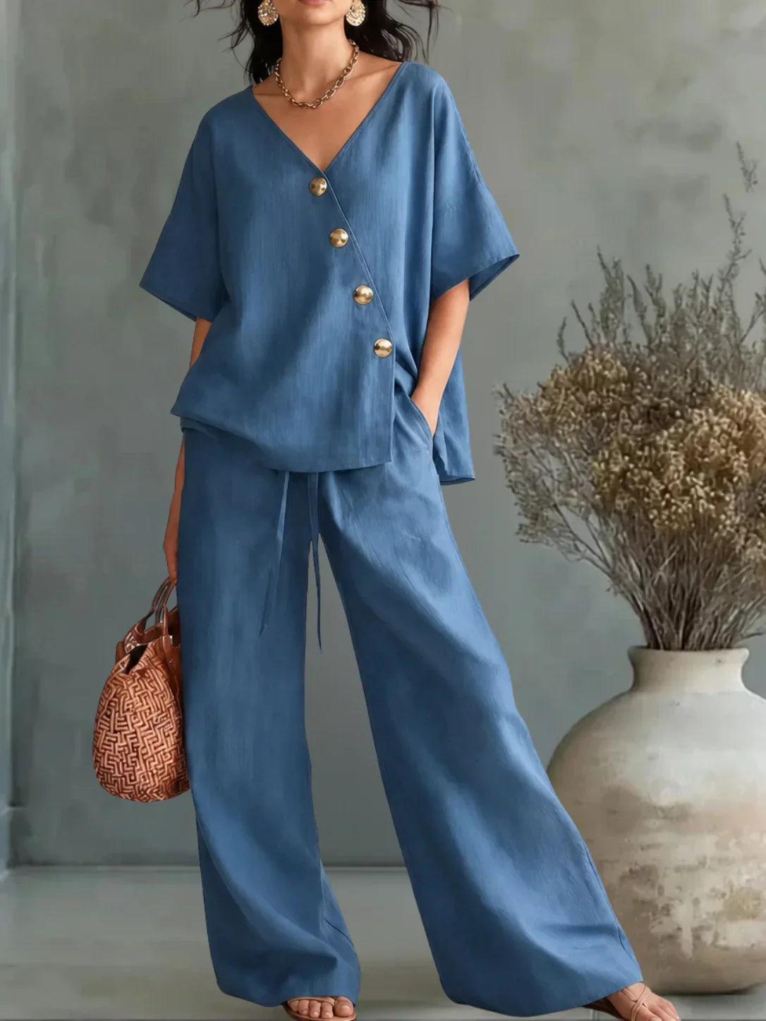 GISLAINE | Conjunto blusa y pantalón ancho