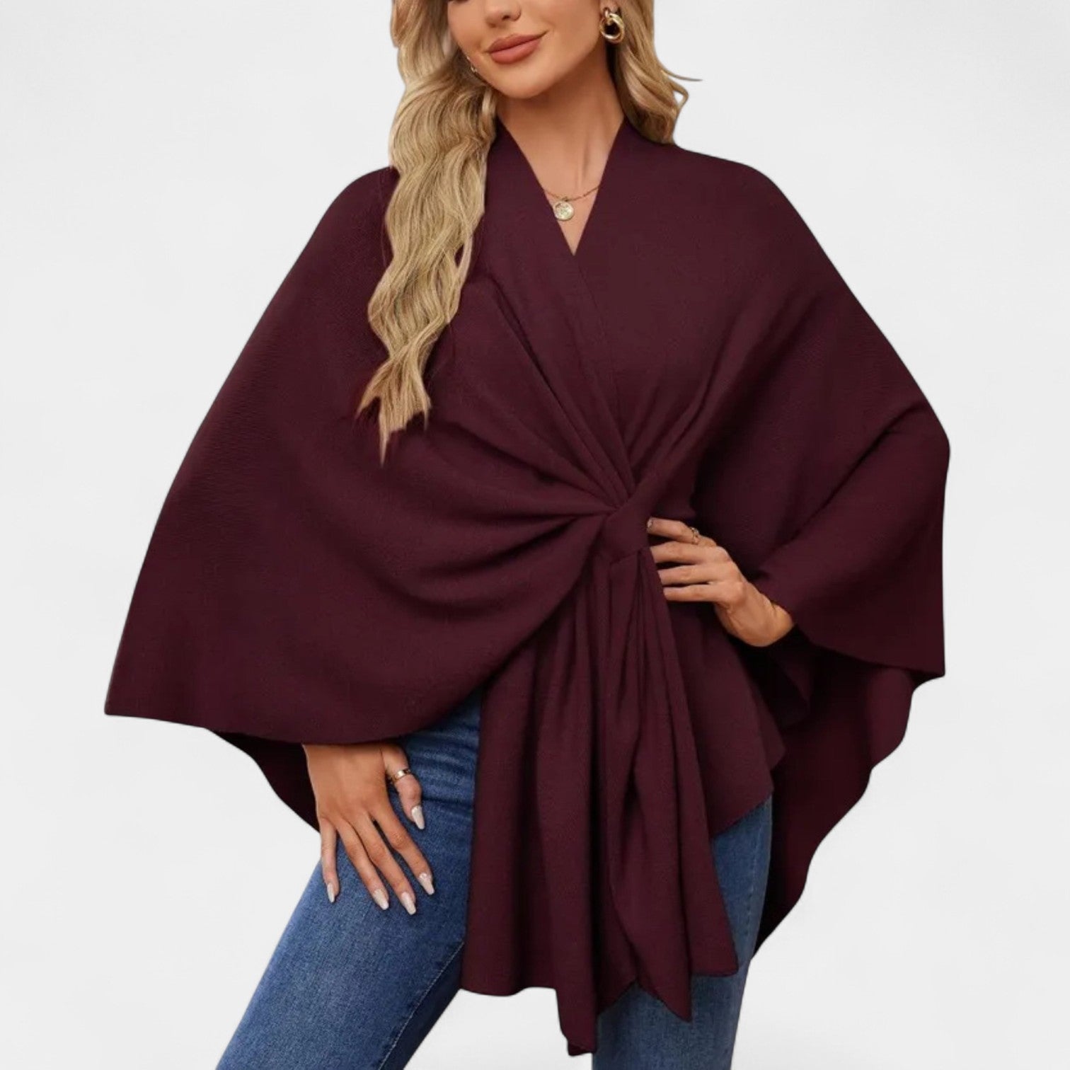 JULIANA | Poncho con lazo drapeado