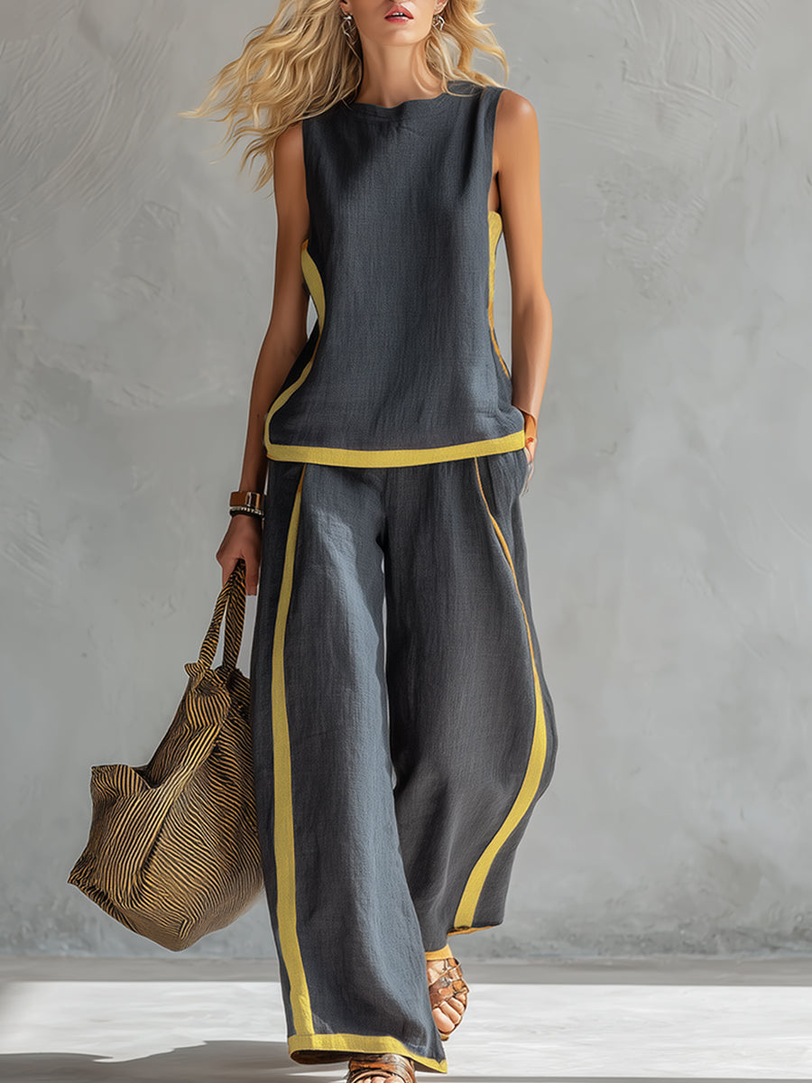 NATALIA | Conjunto de chaleco y pantalón amplio