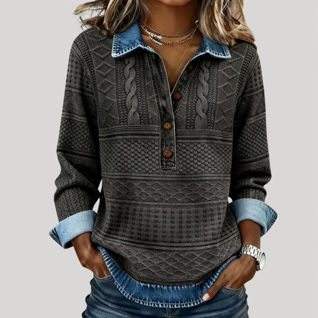 CAMILA | Blusa tejida con cuello botones