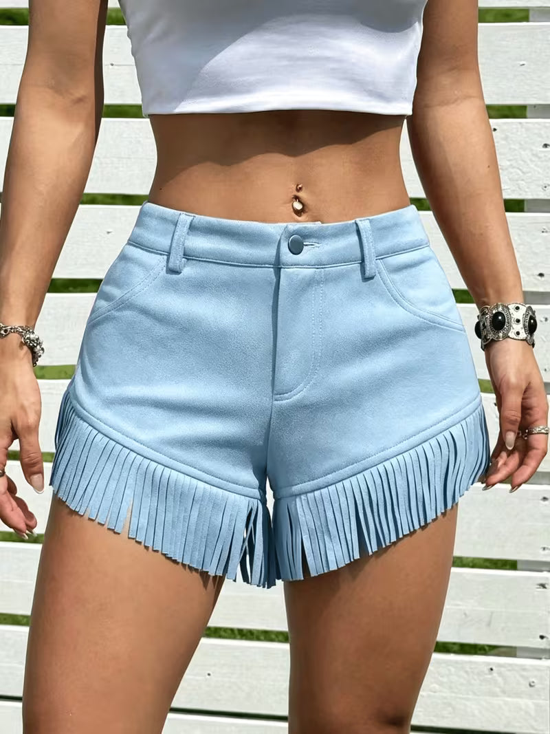 WANDY | Short con flecos efecto ante
