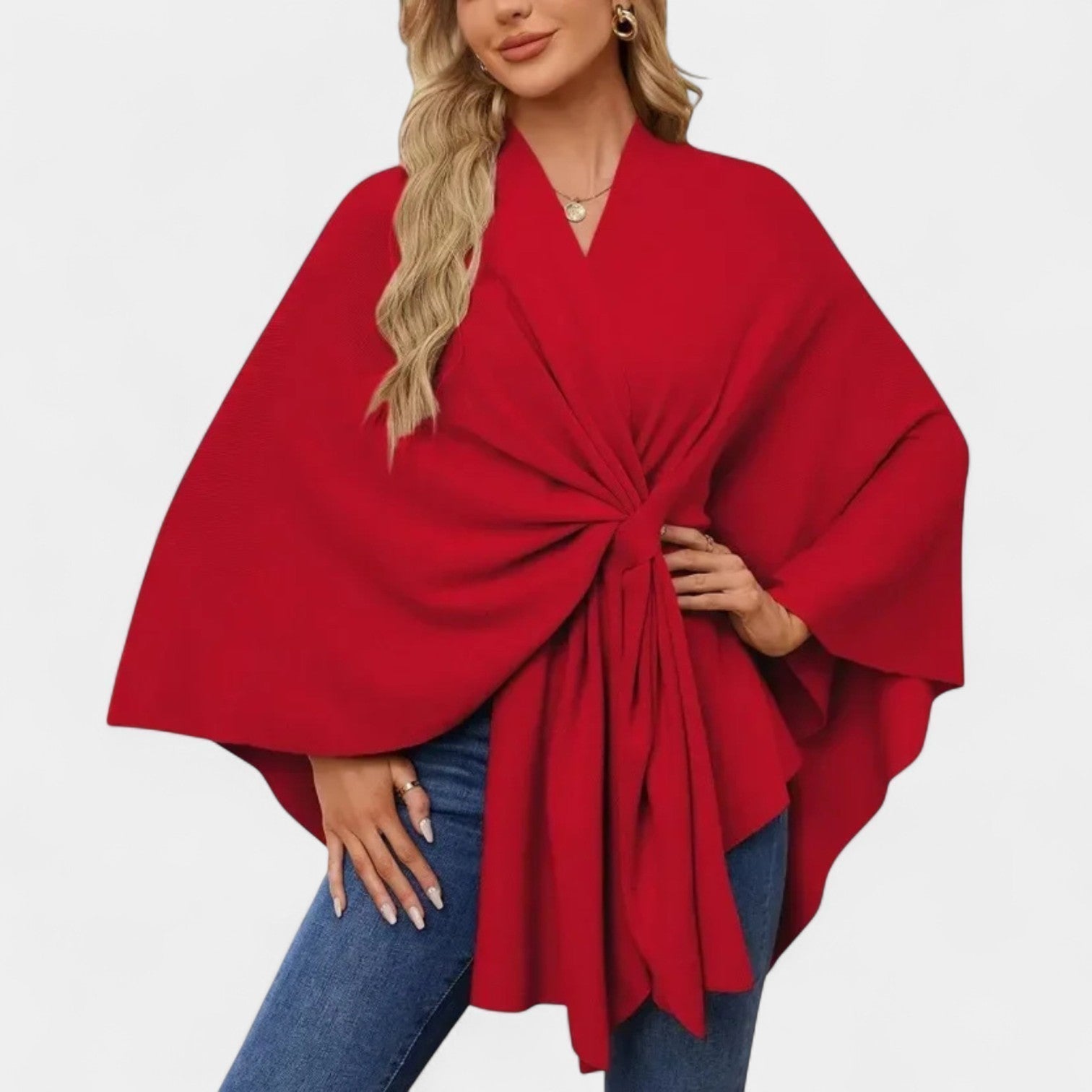 JULIANA | Poncho con lazo drapeado