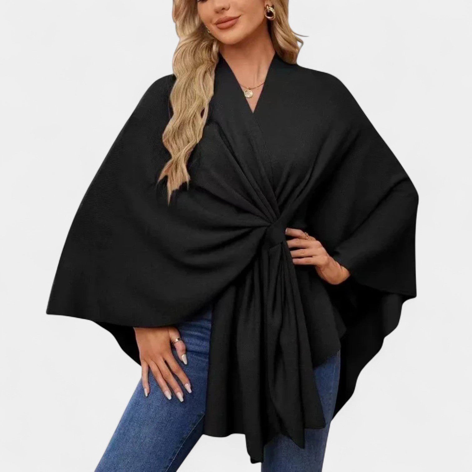 JULIANA | Poncho con lazo drapeado