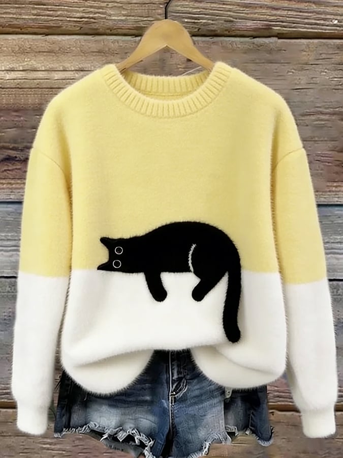 ESTELA | Suéter informal con estampado de gato