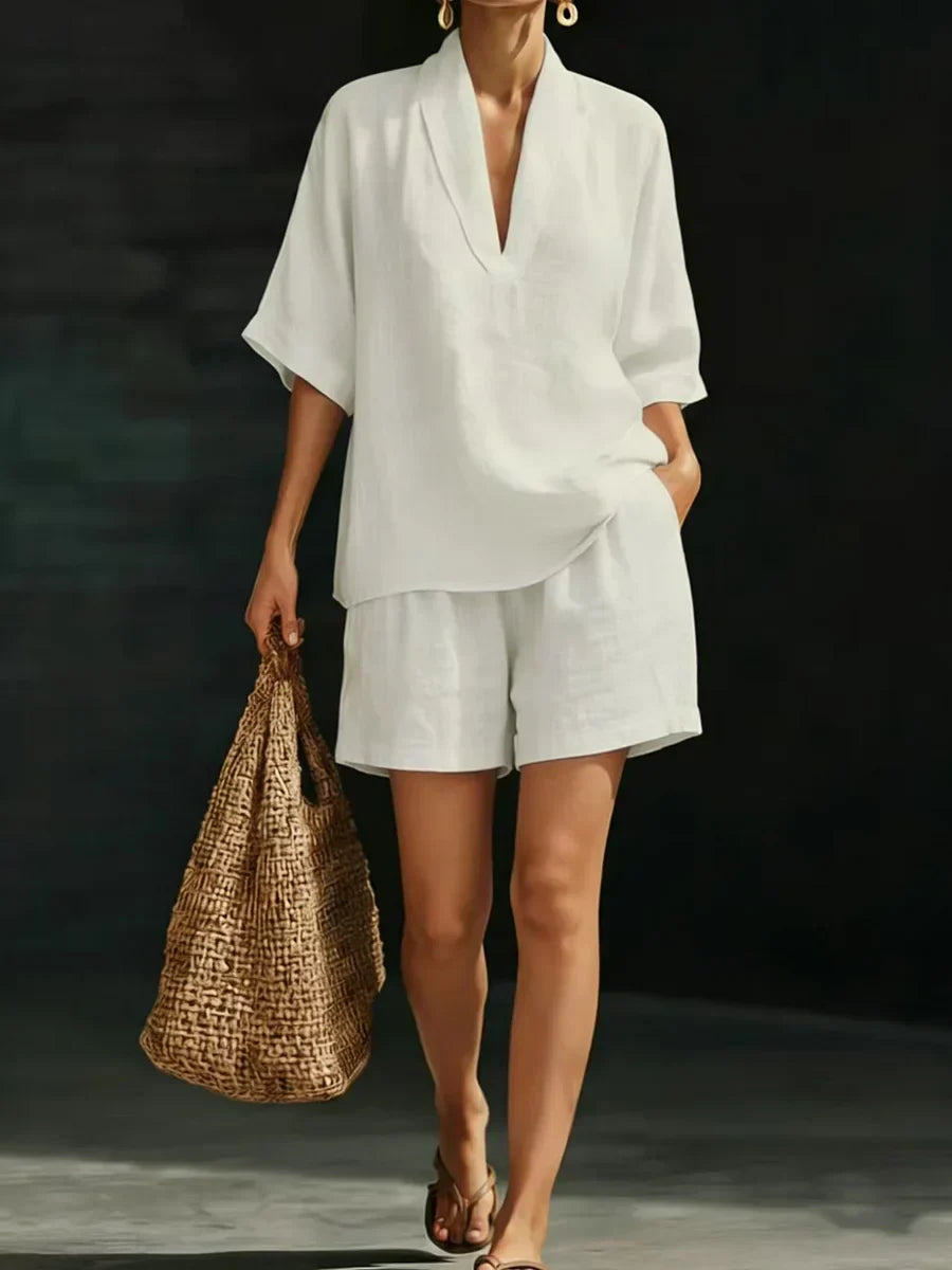 LYNNE | Conjunto blusa y short de algodón
