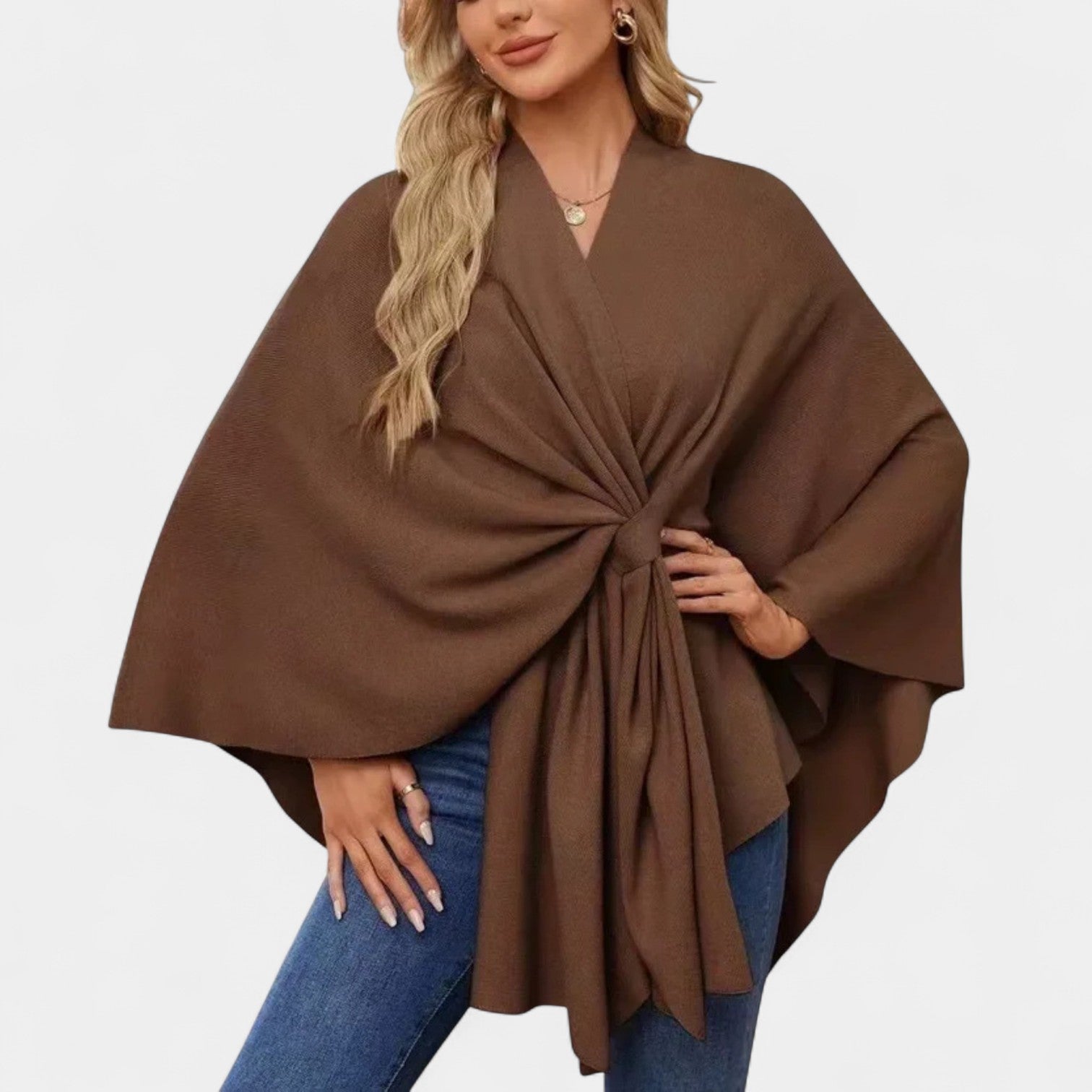 JULIANA | Poncho con lazo drapeado