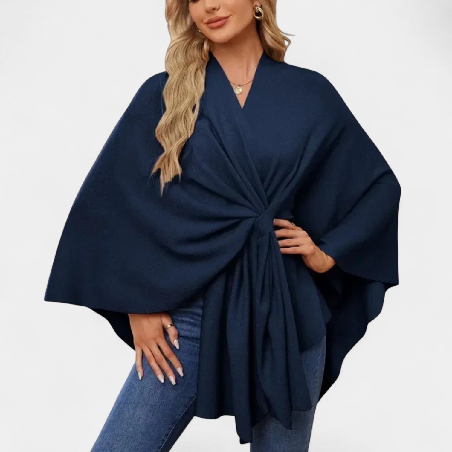 JULIANA | Poncho con lazo drapeado