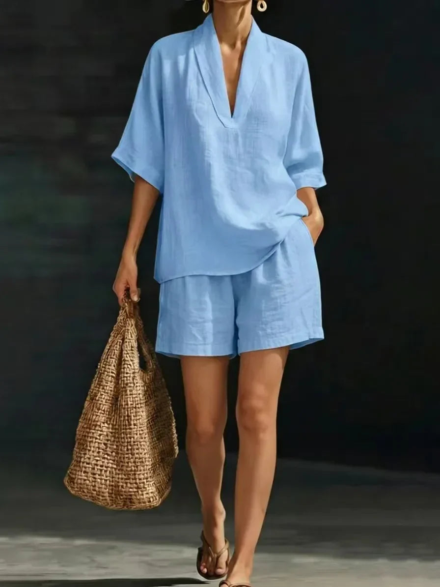 LYNNE | Conjunto de blusa y short informal
