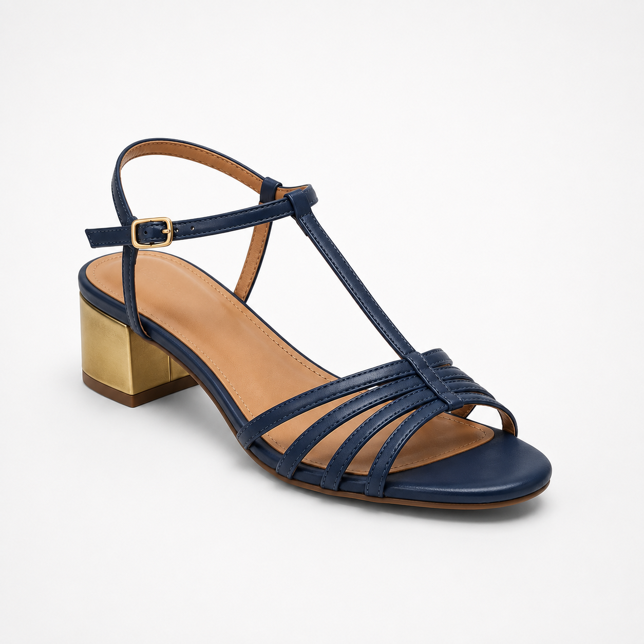 CATALINA | Sandalia de tacón bajo dorada