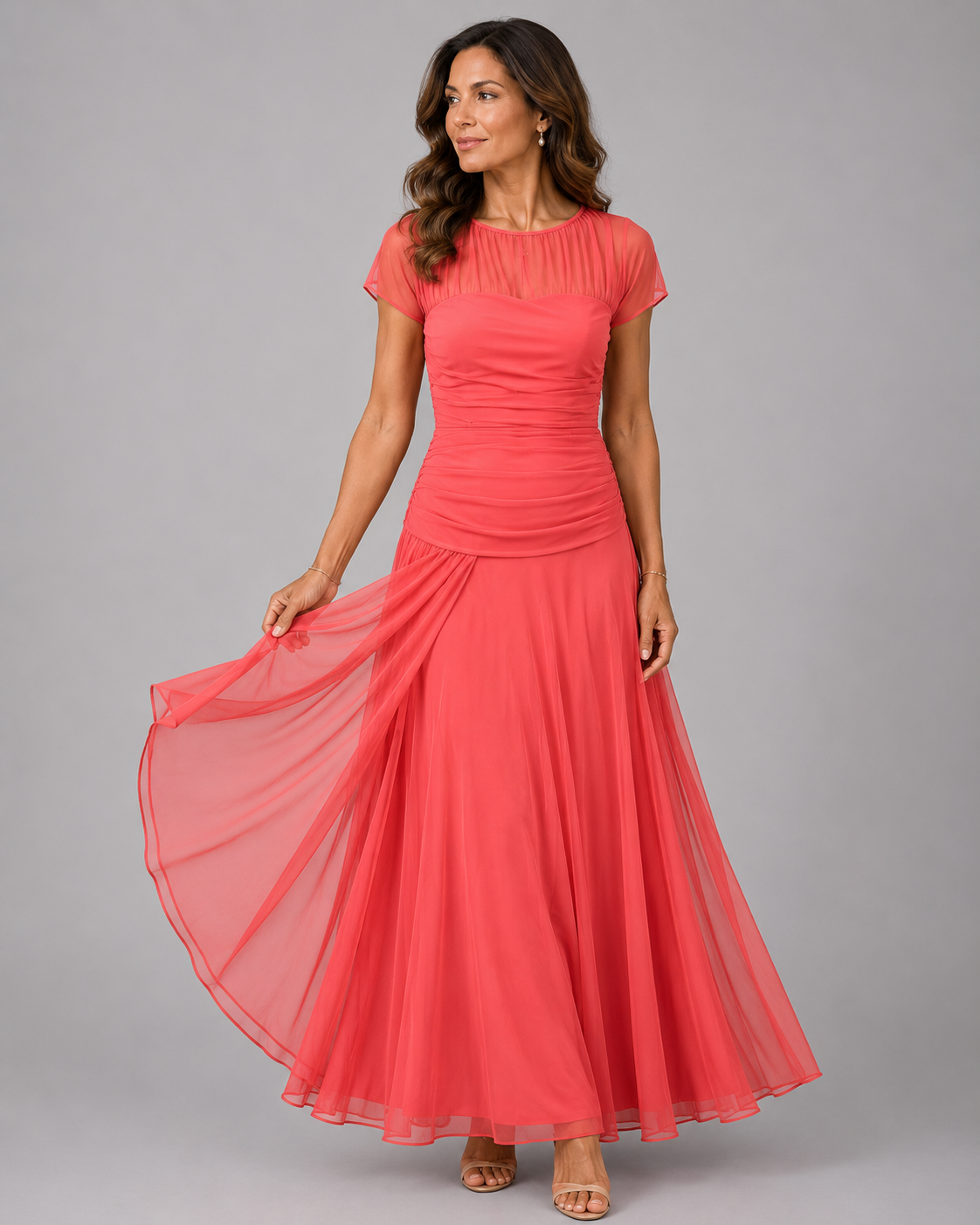 LORENZA | Vestido de gasa con manga