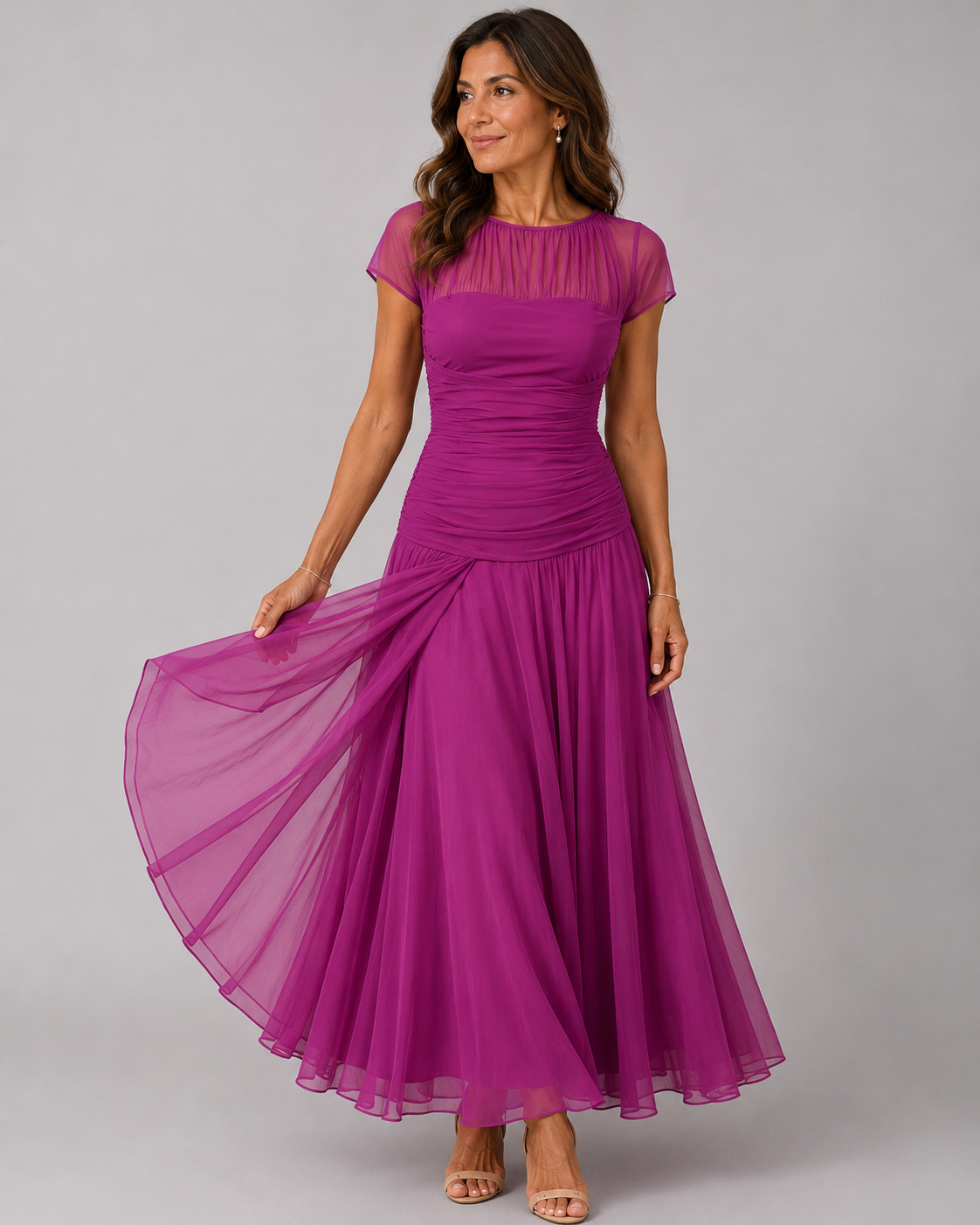 LORENZA | Vestido de gasa con manga