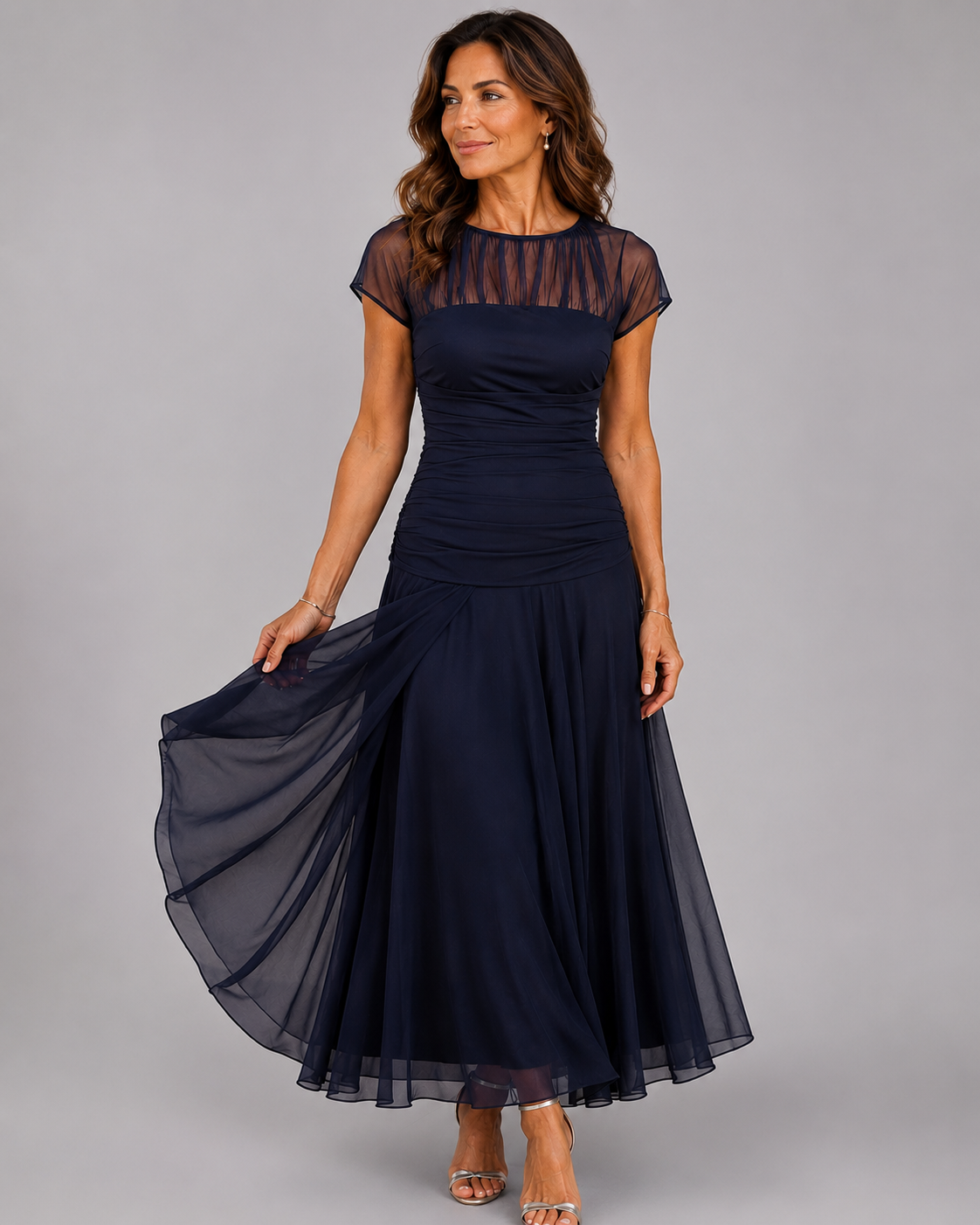 LORENZA | Vestido de gasa con manga