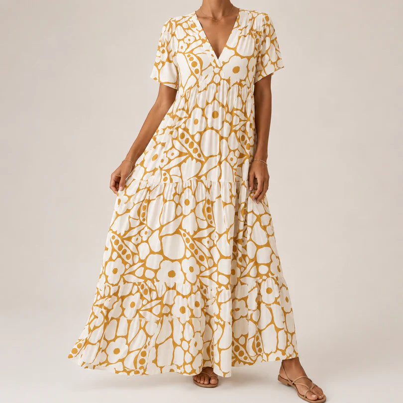AMAYA | Vestido maxi floral escalonado