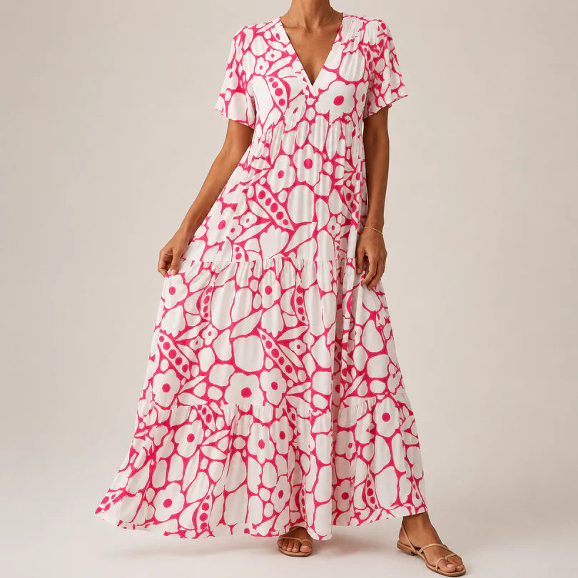AMAYA | Vestido maxi floral escalonado
