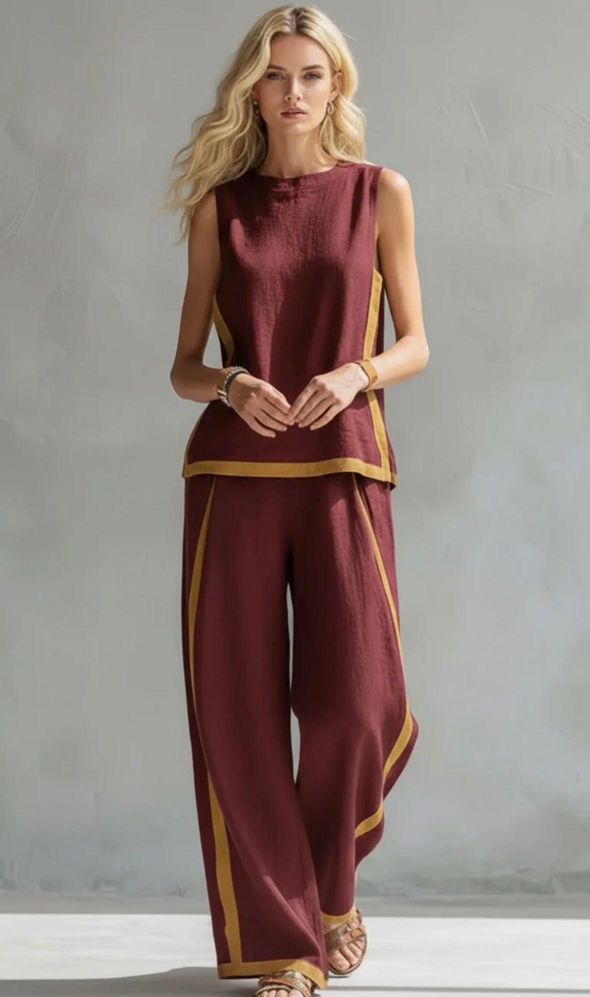 NATALIA | Conjunto de chaleco y pantalón amplio