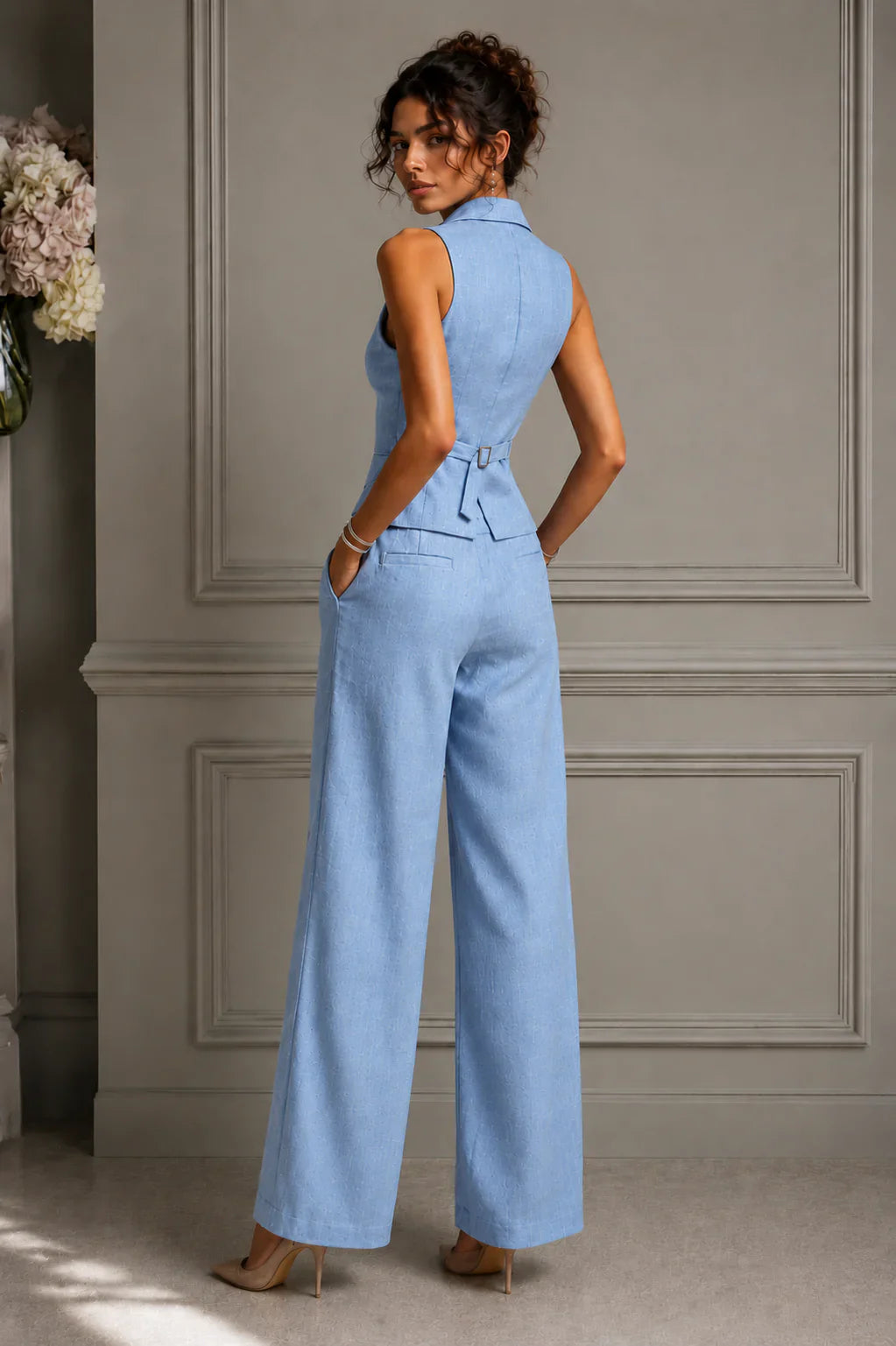JELENA | Conjunto chaleco y pantalón ancho