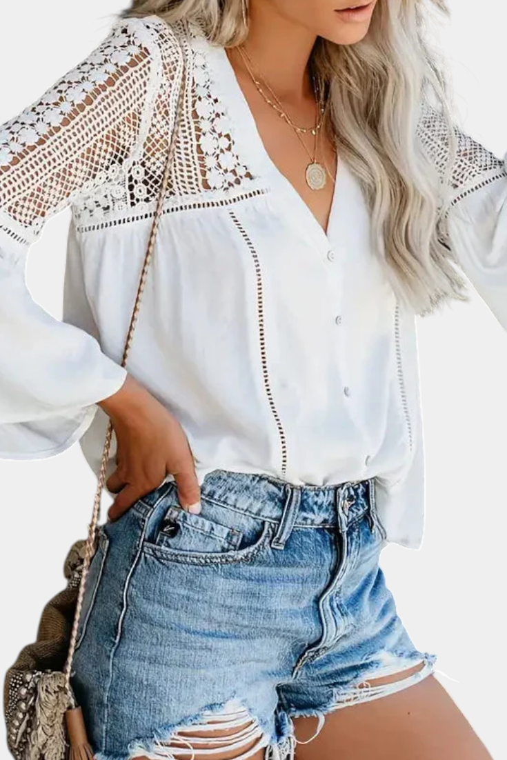 ANTONIA | Blusa con escote en V y encaje