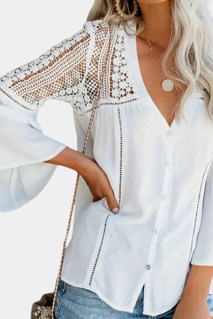 ANTONIA | Blusa con escote en V y encaje