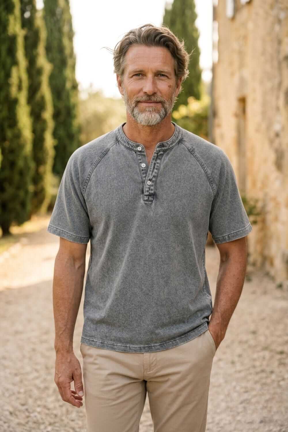 ÁLEX | Camiseta henley con escote abotonado