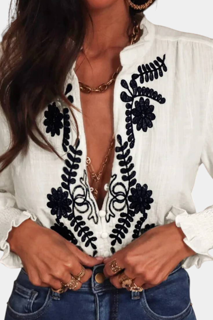 LAURA | Blusa con bordado floral