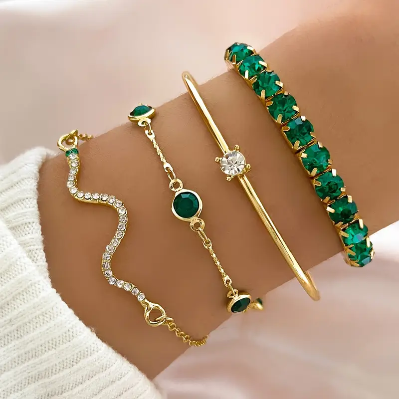 MARÍA CLARA | Conjunto de pulseras con circonitas verdes